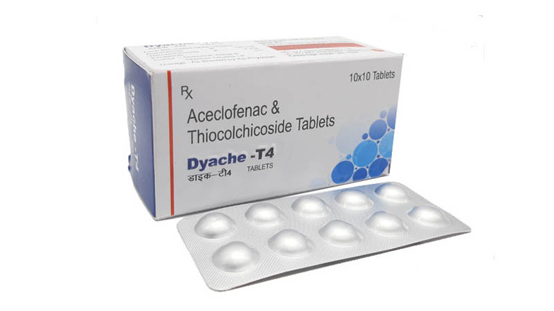  Aceclofenac 100mg + Thiocolchicoside 4 mg